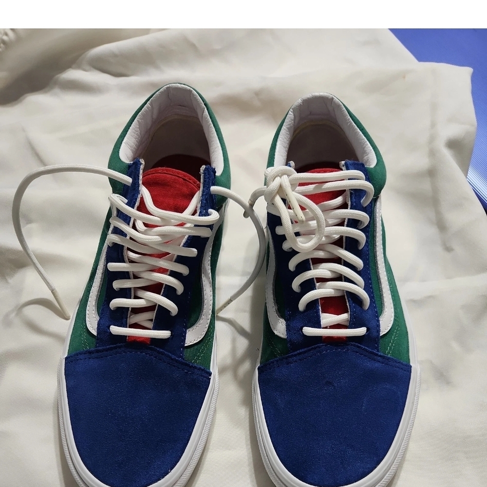 Vans Men's Blue, Green, and Red Sneakers
